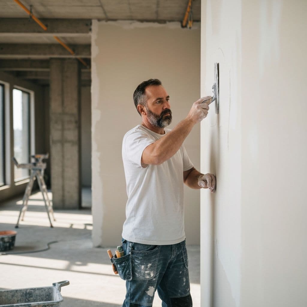 ESP plasterer finishing a wall in an Auckland home